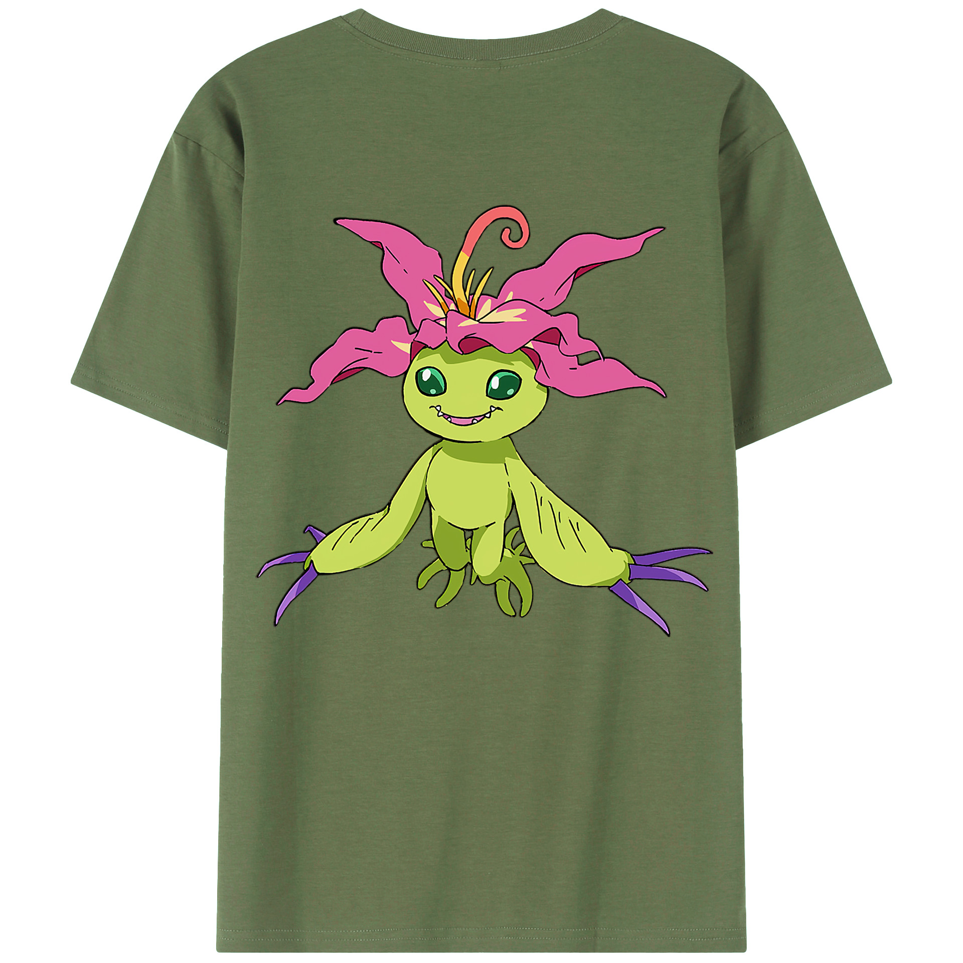 （画像用） Digimon デジタルモンスター/デジモン 綿100％ メンズ半袖Tシャツ（バックプリント） 通気性
